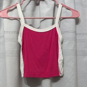 SHEIN White and Pink Crop Tank Top